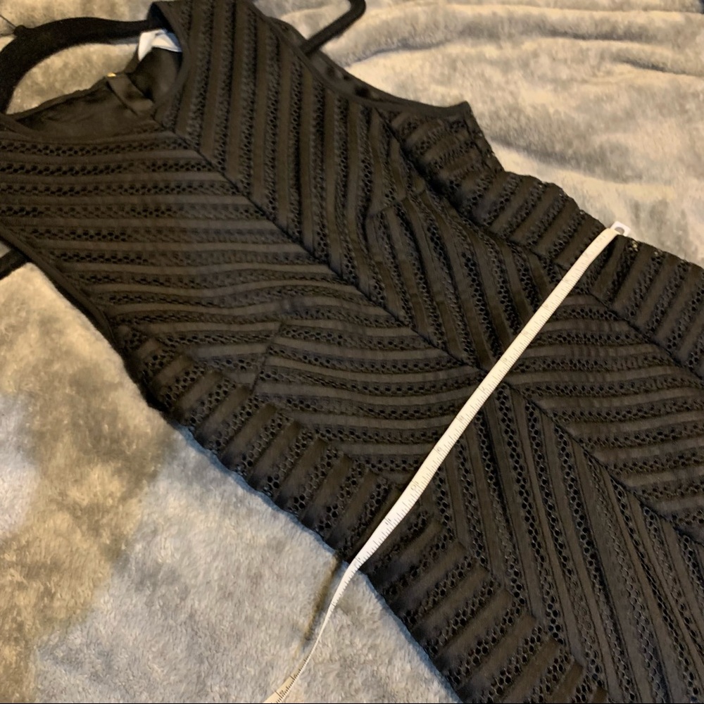 H&M Black Mesh Chevron Textured Dress XS Size 2 - Picture 12 of 15